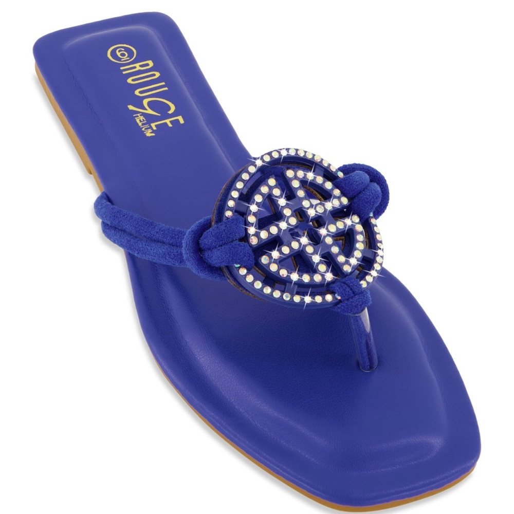 Vibrant Blue Sandals with Rhinestone Embellishments